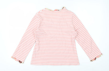 Boden Womens Pink Striped Long Sleeve V-Neck Cotton Top Size 14