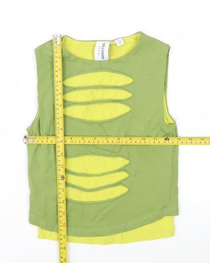 Collusion Women’s Green Cropped Cutout Tank Top Size 6