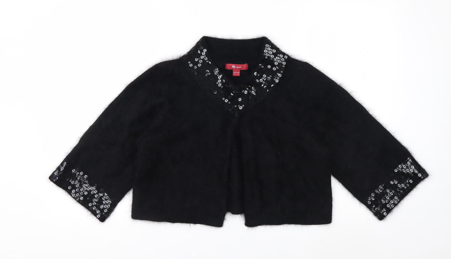 Monsoon Women's Black Sequin Angora Cardigan Size 14