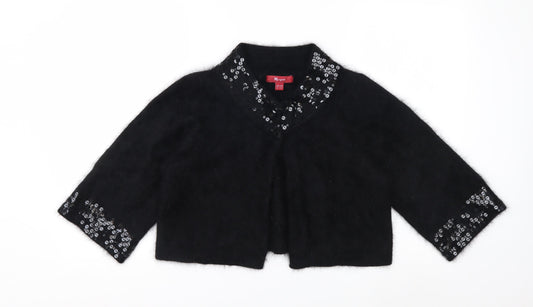 Monsoon Women's Black Sequin Angora Cardigan Size 14