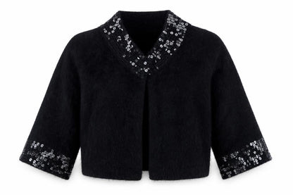 Monsoon Women's Black Sequin Angora Cardigan Size 14