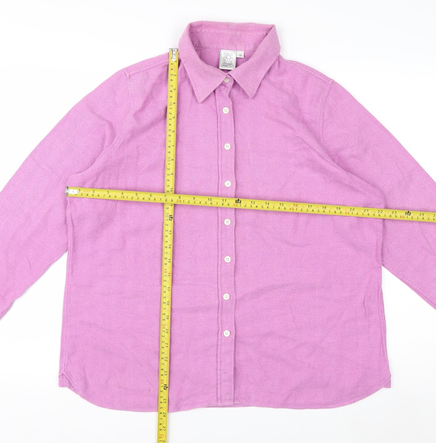 Oxford Shirt Co. Women's Pink Cotton Button-Up Shirt Size 18 Long Sleeve