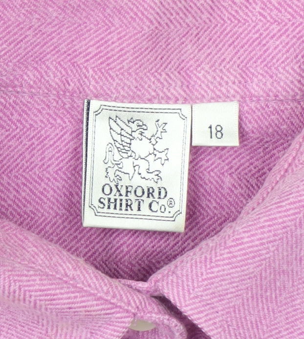 Oxford Shirt Co. Women's Pink Cotton Button-Up Shirt Size 18 Long Sleeve