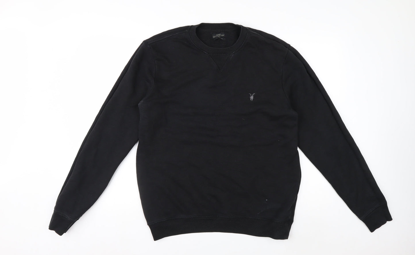 AllSaints Men's Black Cotton Crew Neck Sweatshirt Medium