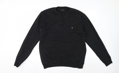 AllSaints Men's Black Cotton Crew Neck Sweatshirt Medium