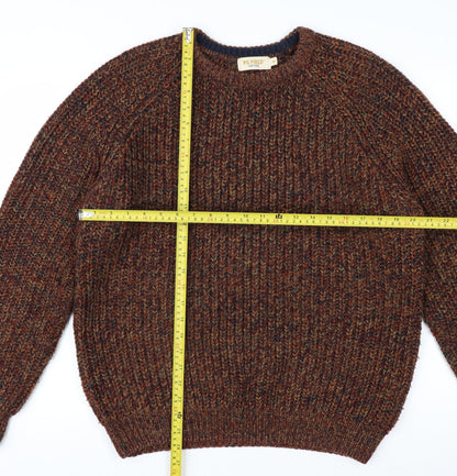 PG Field Men's Brown Chunky Knit Acrylic Pullover Jumper Size M