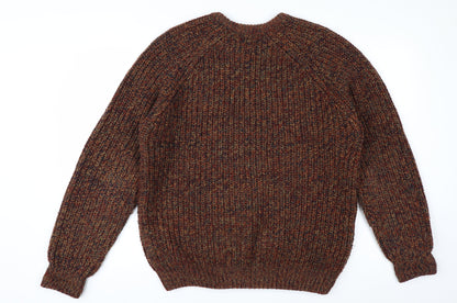 PG Field Men's Brown Chunky Knit Acrylic Pullover Jumper Size M