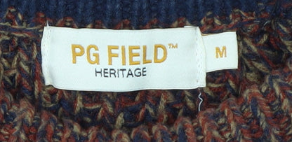 PG Field Men's Brown Chunky Knit Acrylic Pullover Jumper Size M