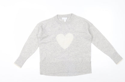 The White Company Womens Grey Small Cashmere Heart Jumper