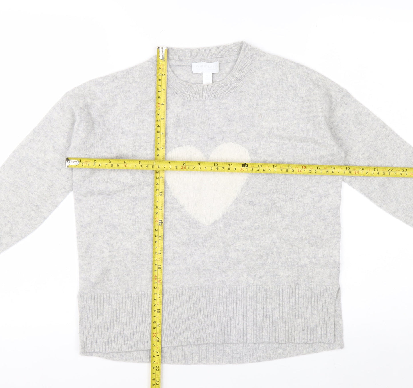 The White Company Womens Grey Small Cashmere Heart Jumper