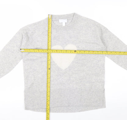The White Company Womens Grey Small Cashmere Heart Jumper