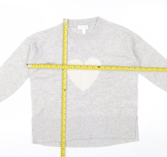 The White Company Womens Grey Small Cashmere Heart Jumper