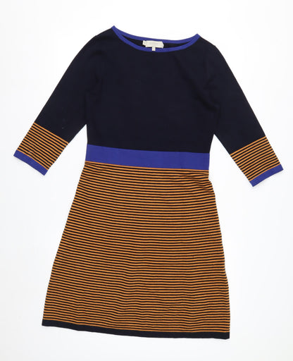 Hobbs Women's Multicoloured A-Line Knit Dress UK 10 Boat Neck