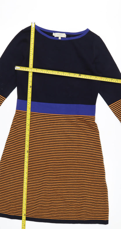 Hobbs Women's Multicoloured A-Line Knit Dress UK 10 Boat Neck
