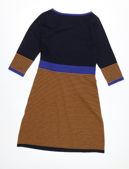 Hobbs Women's Multicoloured A-Line Knit Dress UK 10 Boat Neck
