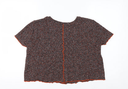 Zara Trafaluc Women's Multicoloured Cropped Knit T-Shirt Size 10