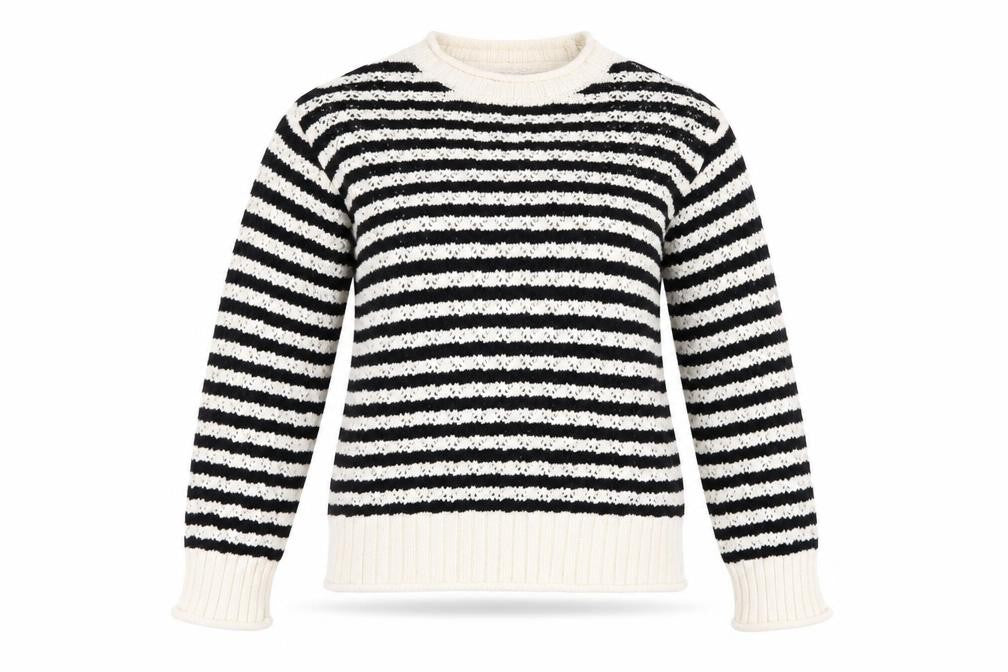 Marks & Spencer Womens Black White Striped Knit Jumper XS