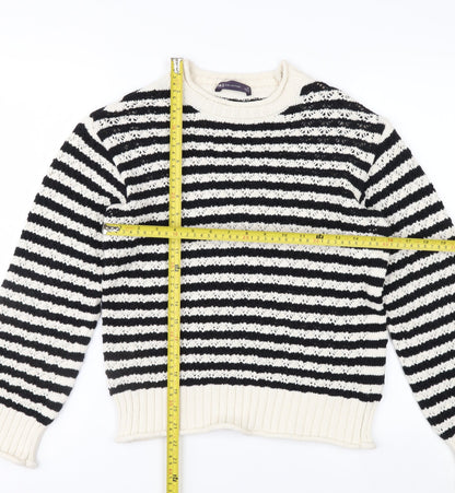 Marks and Spencer Womens Black White Striped Knit Jumper XS