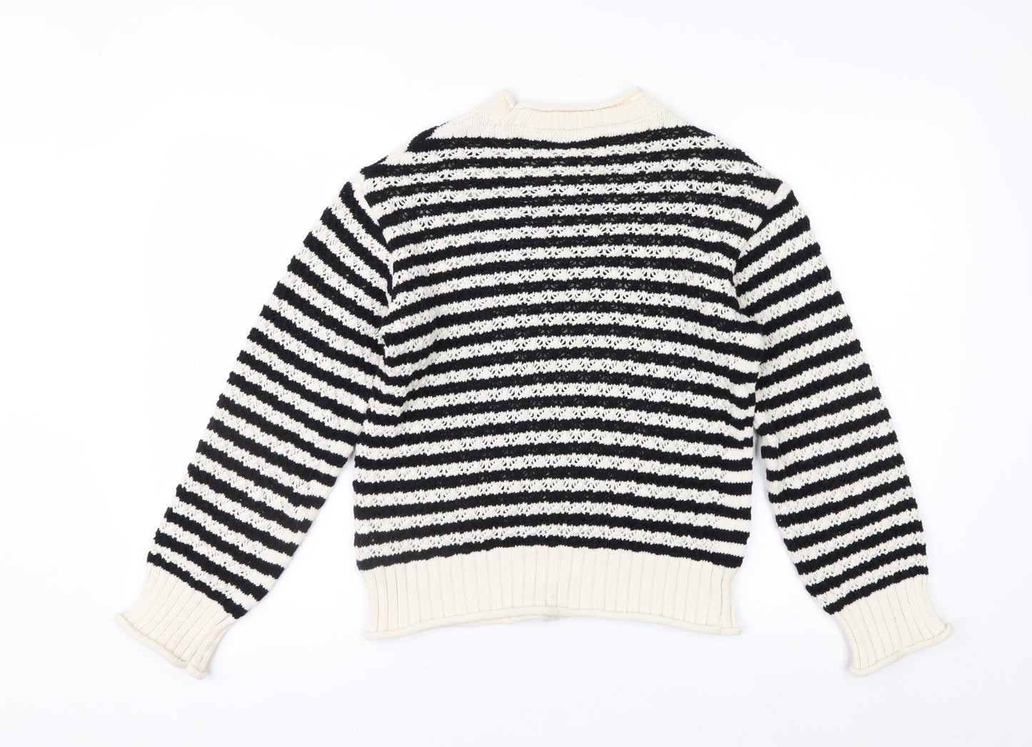 Marks and Spencer Womens Black White Striped Knit Jumper XS