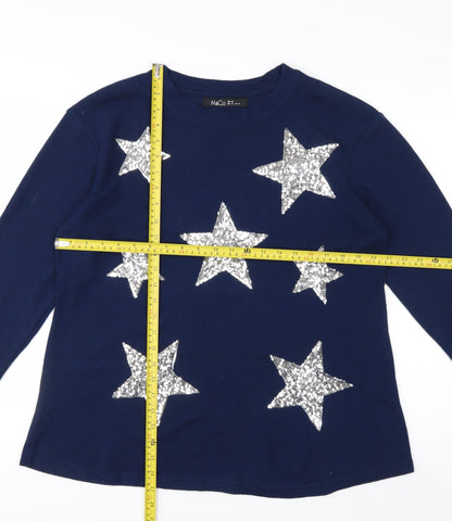 M&Co Women’s Blue Sequin Star Jumper UK 16 Long Sleeve Pullover