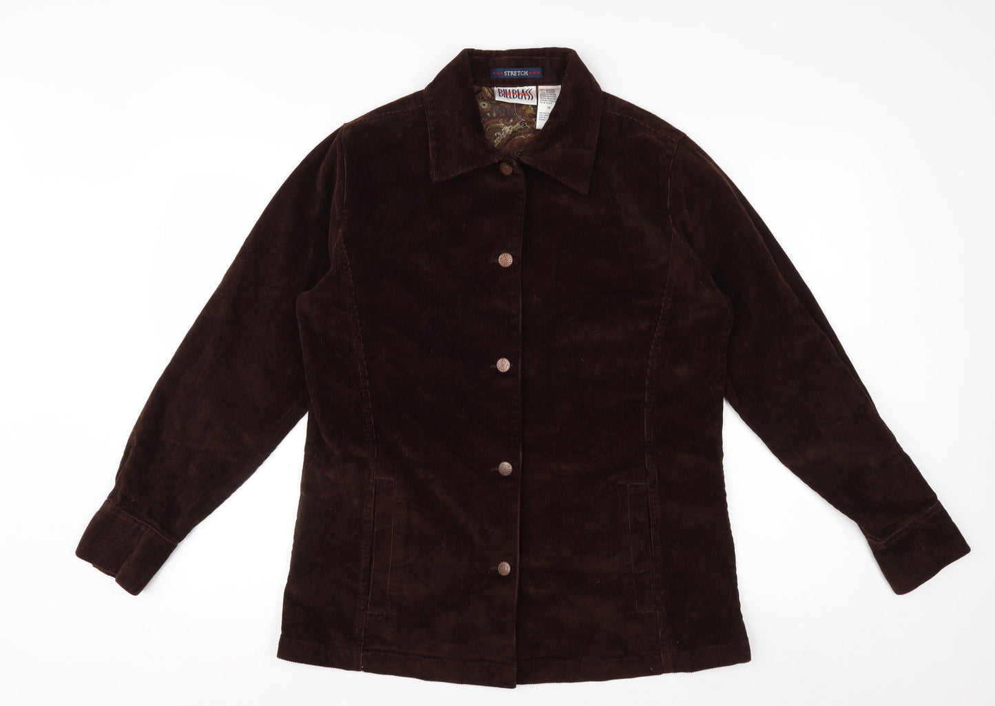Bill Blass Womens Brown Corduroy Button-Up Shirt Jacket Size M