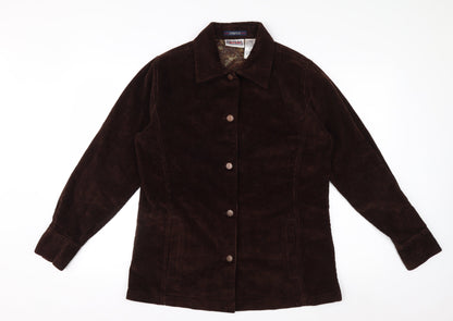 Bill Blass Womens Brown Corduroy Button-Up Shirt Jacket Size M