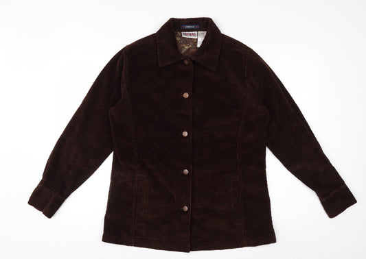 Bill Blass Womens Brown Corduroy Button-Up Shirt Jacket Size M