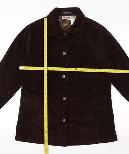 Bill Blass Womens Brown Corduroy Button-Up Shirt Jacket Size M