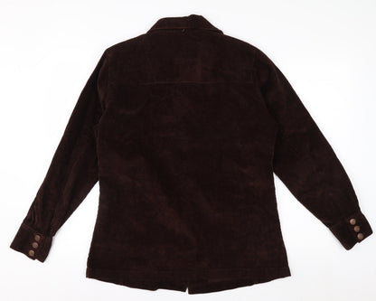 Bill Blass Womens Brown Corduroy Button-Up Shirt Jacket Size M