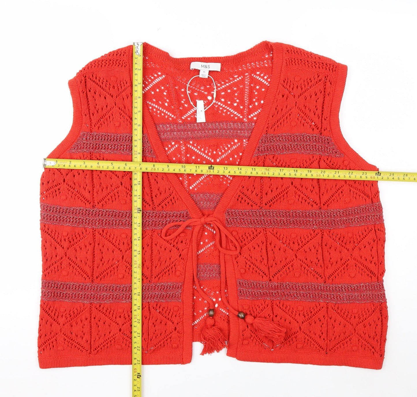 Marks and Spencer Women’s Red Open-Knit Sleeveless Vest XL