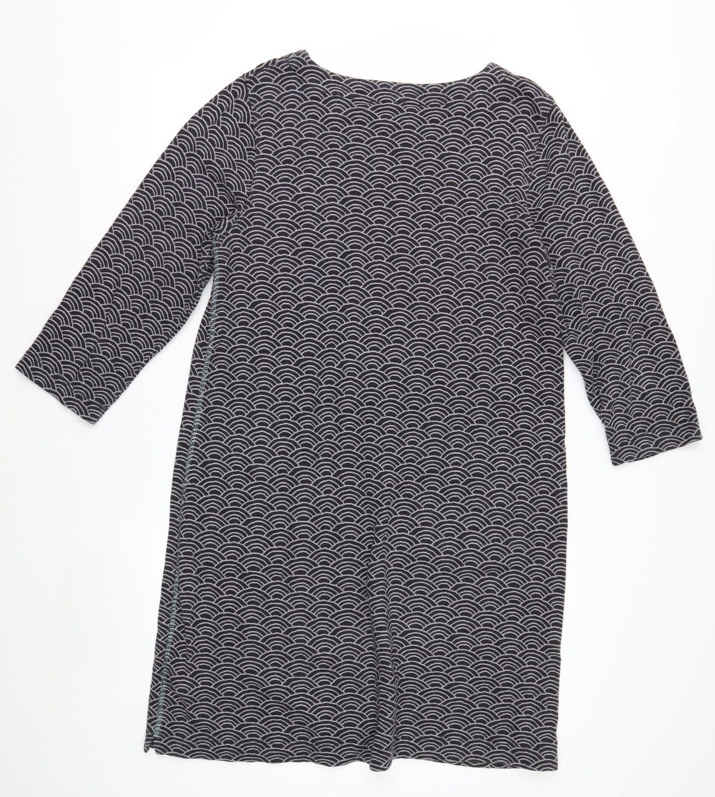 White Stuff Women Black Geometric Cotton Shift Dress UK 14