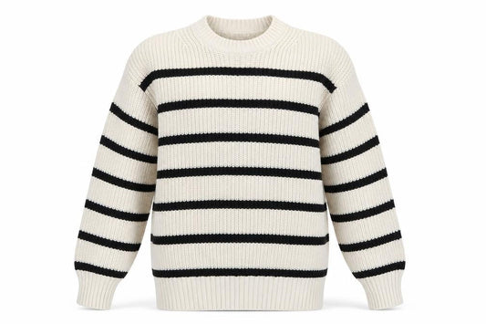 Bershka Women’s Beige Striped Chunky Knit Jumper XS