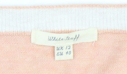White Stuff Women Pink Star Embroidered Cardigan UK 12 Cotton Knit