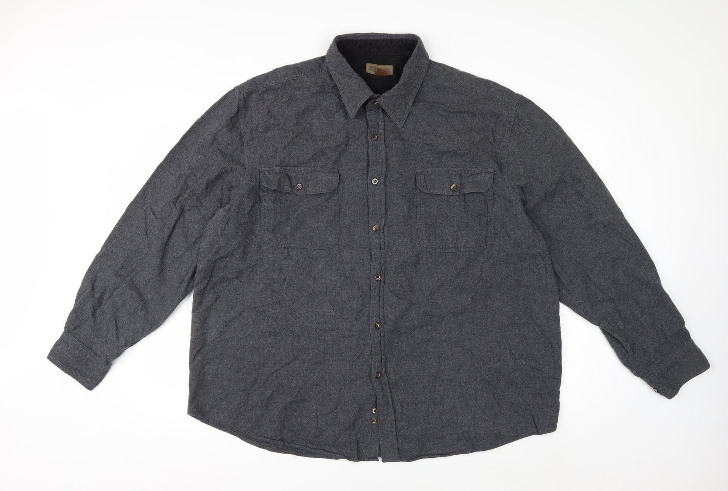 Faded Glory Men's Grey 2XL Flannel Cotton Long Sleeve Button Up Shirt
