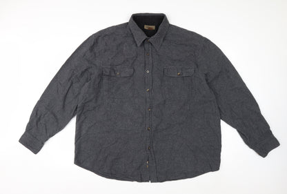 Faded Glory Men's Grey 2XL Flannel Cotton Long Sleeve Button Up Shirt