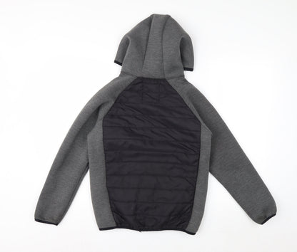 Jack & Jones Boys Grey Hooded Puffer Jacket Size 152 Full Zip