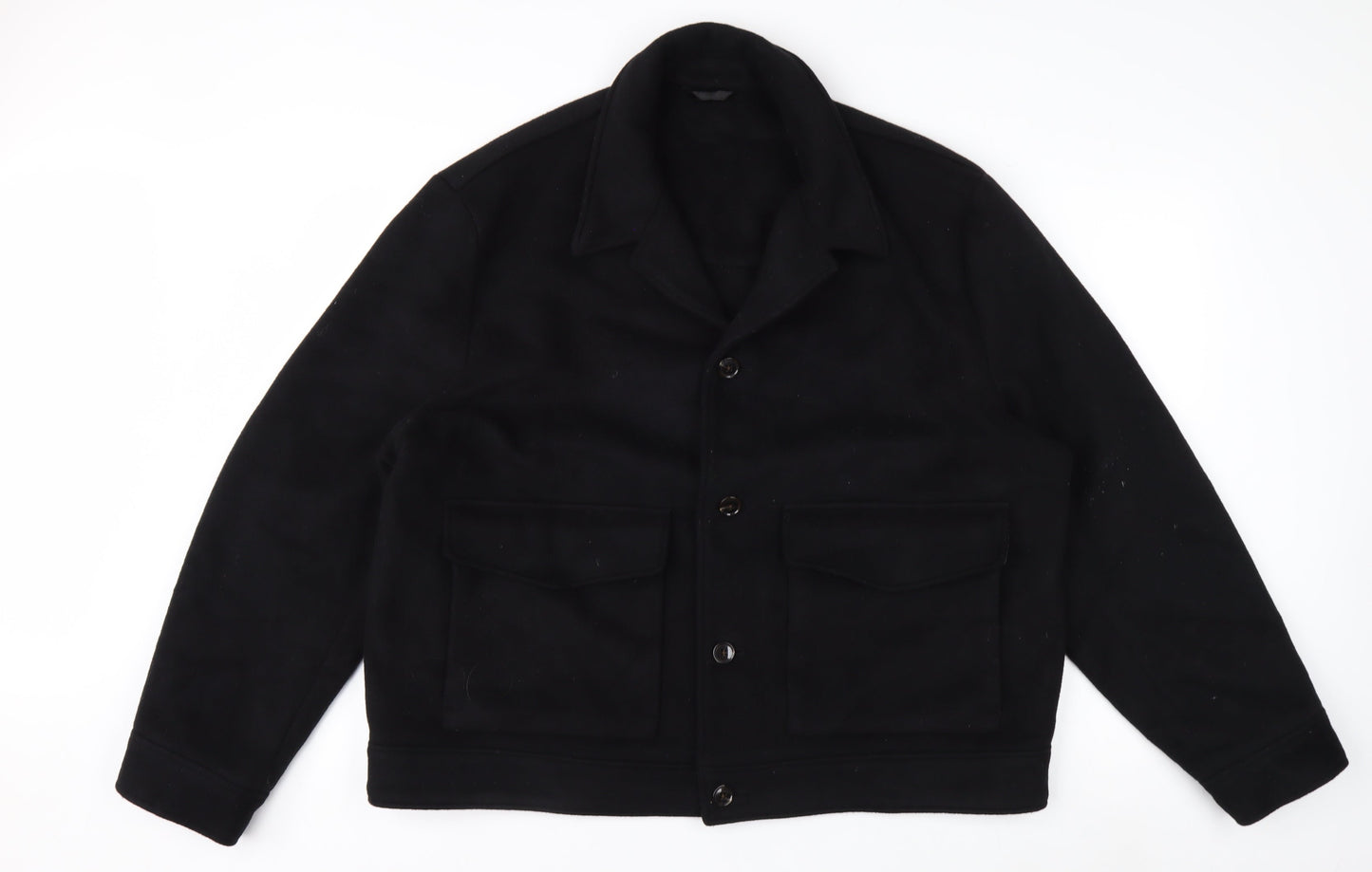 H&M Men's Black Wool Blend Button Jacket XXL Classic Style