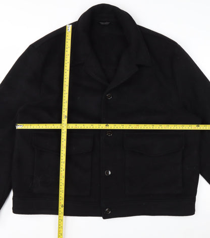 H&M Men's Black Wool Blend Button Jacket XXL Classic Style
