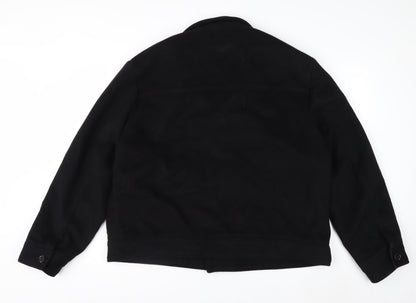 H&M Men's Black Wool Blend Button Jacket XXL Classic Style