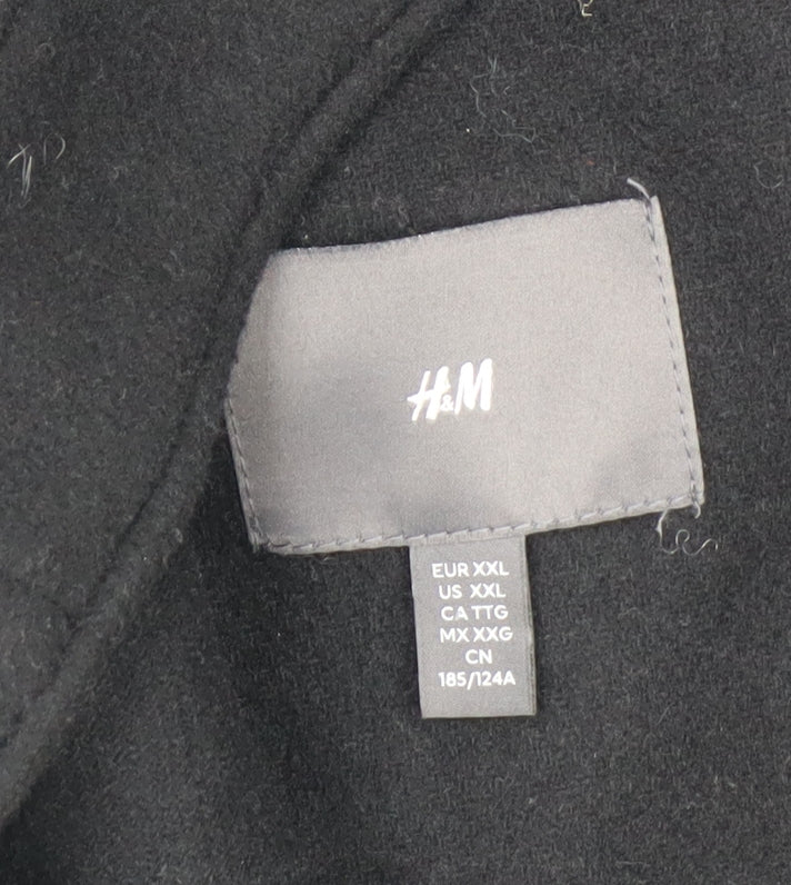 H&M Men's Black Wool Blend Button Jacket XXL Classic Style