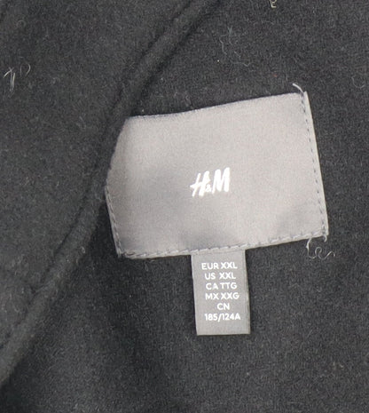 H&M Men's Black Wool Blend Button Jacket XXL Classic Style