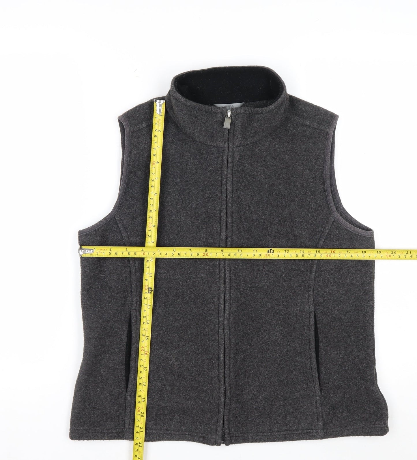 Marks and Spencer Womens Grey Fleece Zip Waistcoat UK 12