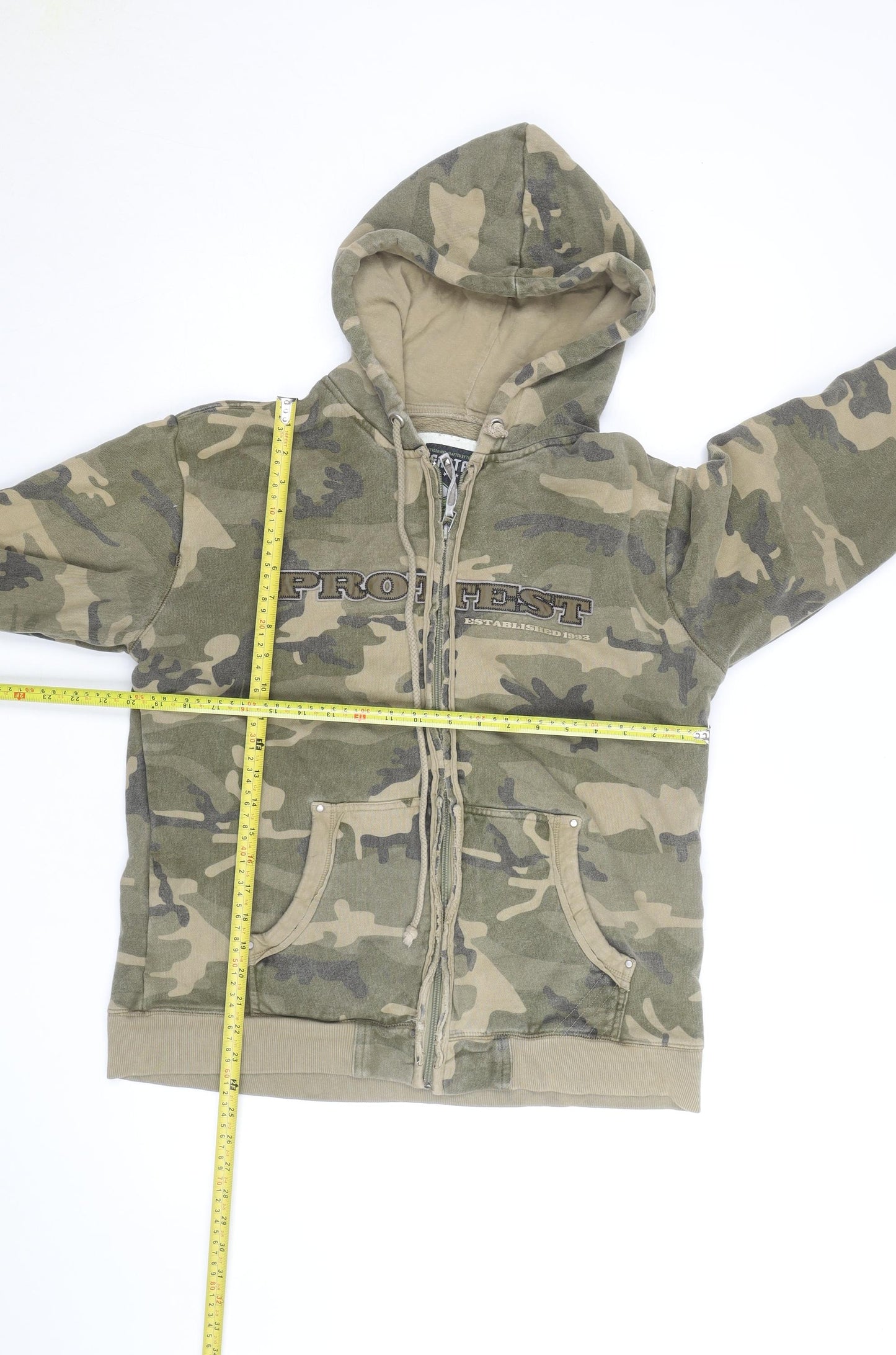 Protest Mens Green Camouflage Full Zip Hoodie Size M
