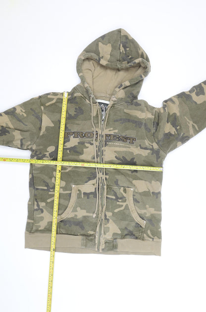 Protest Mens Green Camouflage Full Zip Hoodie Size M