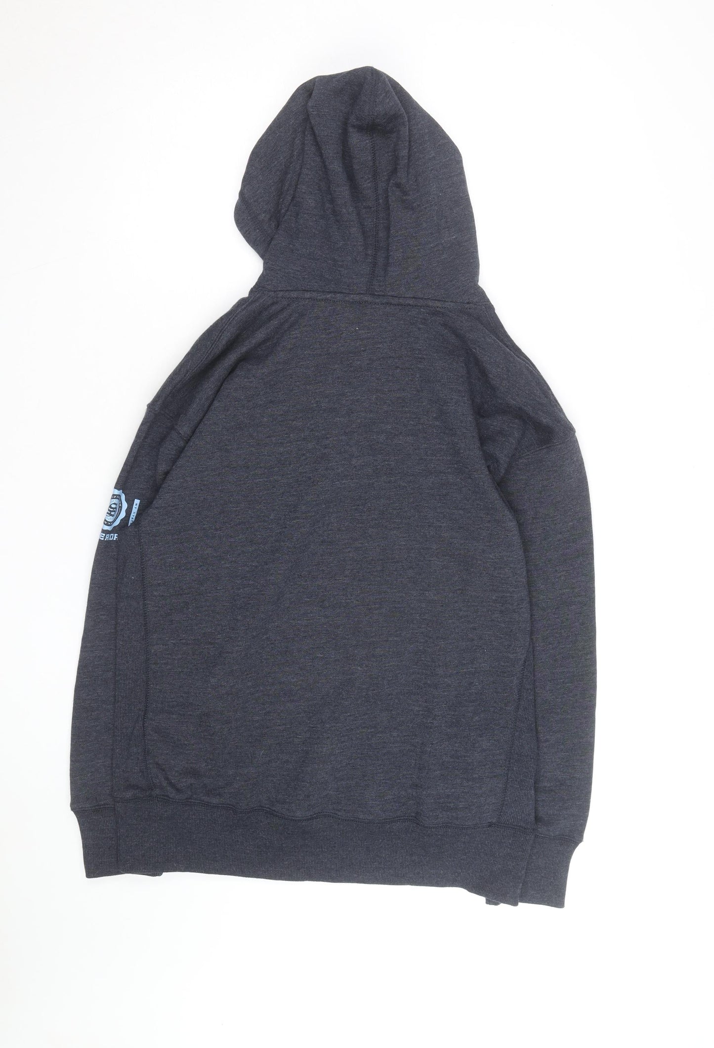 Superdry Men's Grey Pullover Hoodie S NYU Logo Fleece Sweatshirt