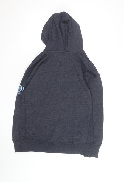 Superdry Men's Grey Pullover Hoodie S NYU Logo Fleece Sweatshirt