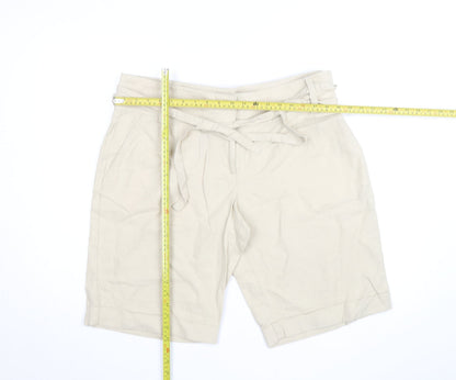Marks and Spencer Women’s Beige Paperbag Shorts Size 18 Cotton Twill