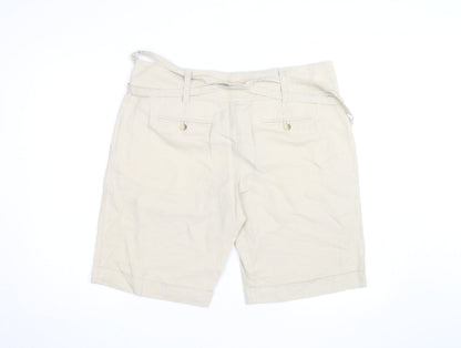 Marks and Spencer Women’s Beige Paperbag Shorts Size 18 Cotton Twill