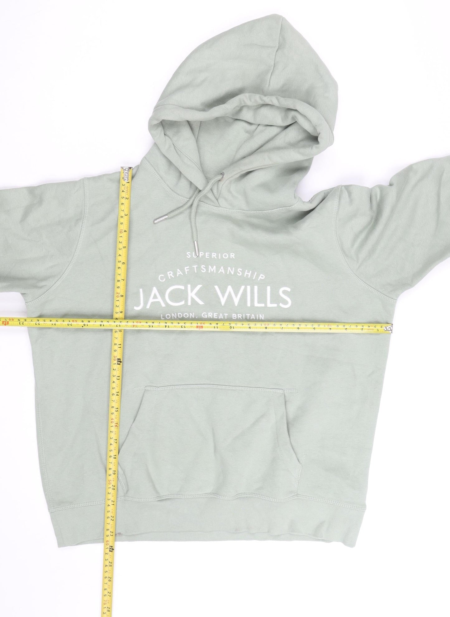 Jack Wills Womens Green Pullover Hoodie Size 14 Cotton Blend