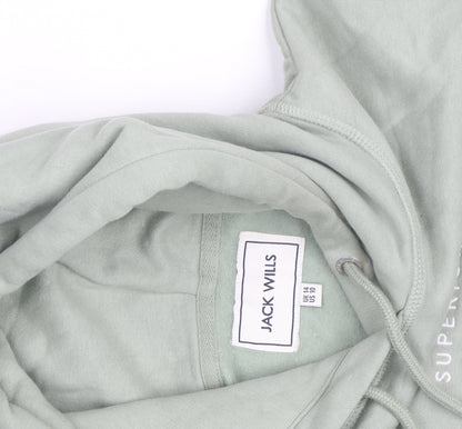 Jack Wills Womens Green Pullover Hoodie Size 14 Cotton Blend